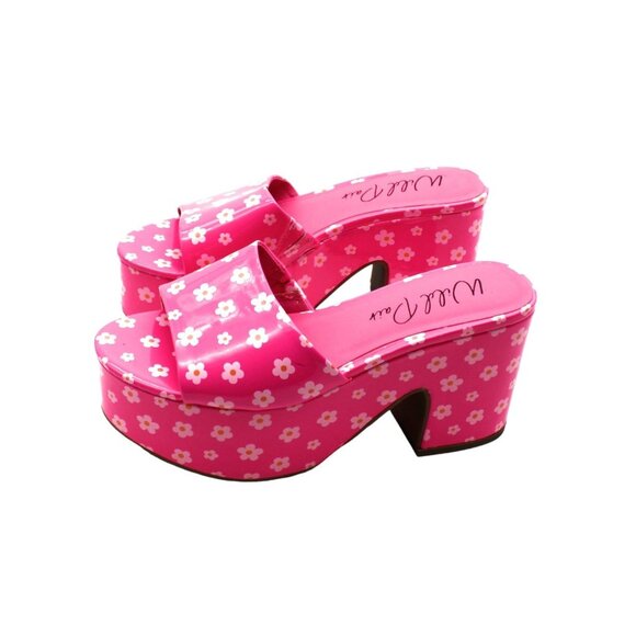 Wild Pair Womens Pink Round Toe Block Heel Slip on Heeled Sandals - Picture 4 of 7